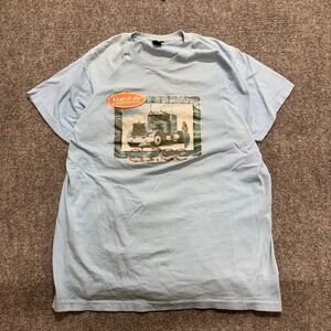 VINTAGE Peterbilt T-shirt Men's M Single Stitch 90s Baby Blue Car Motorsport